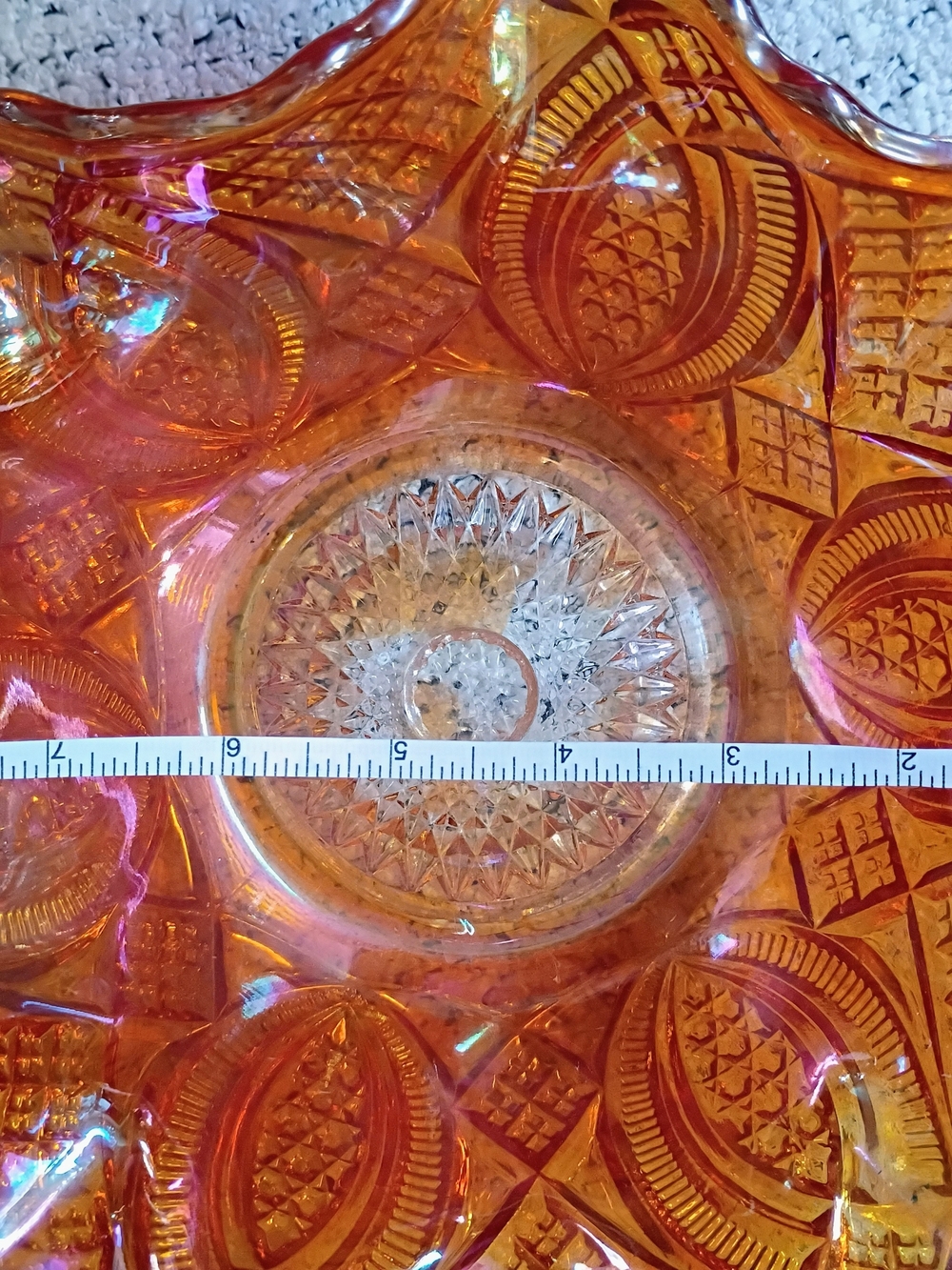 Vintage-Style Amber Carnival Glass Decorative Bowl - Home Art - Picture 4 of 4